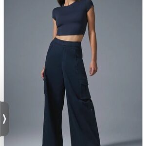 ALO XS wide leg trouser navy blue pant